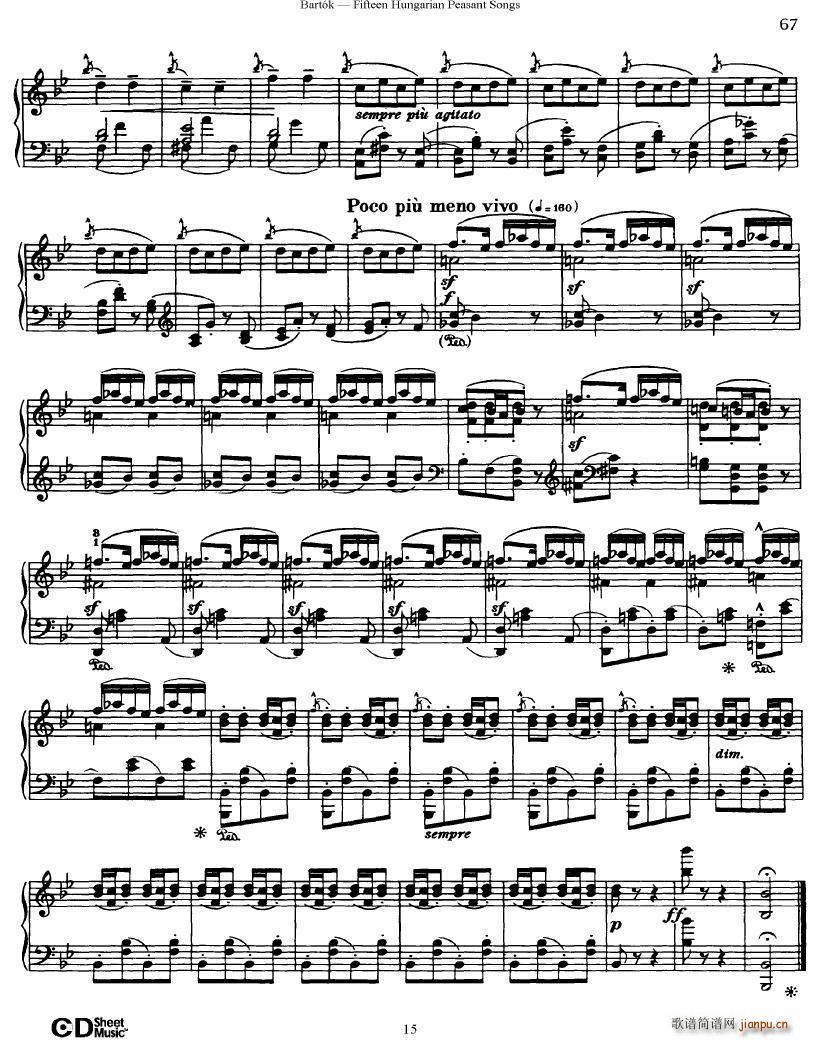 Bartok SZ 71 Fifteen Hungarian Peasant Songs Piano()15