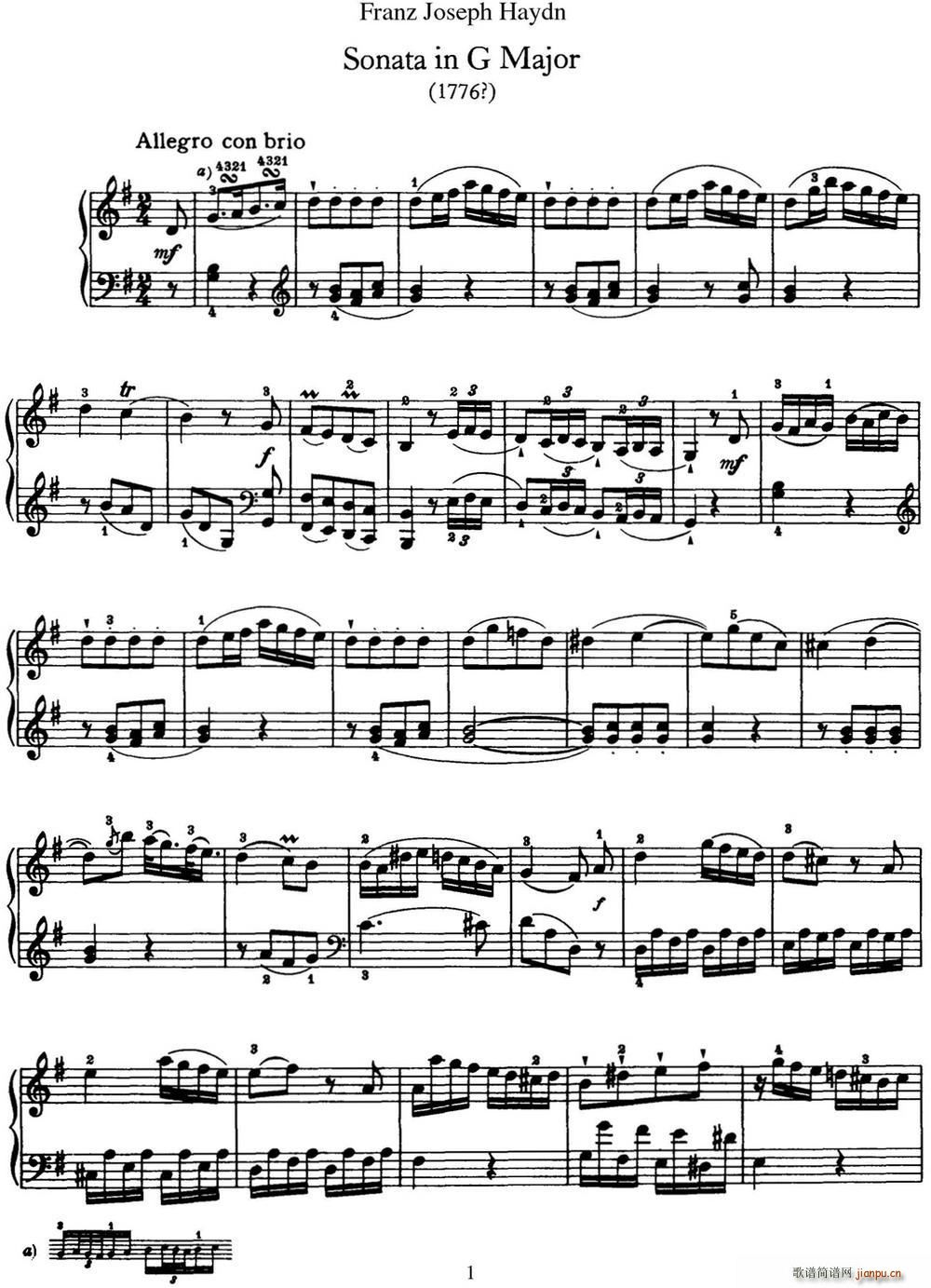   Hob XVI 27 in G major()1