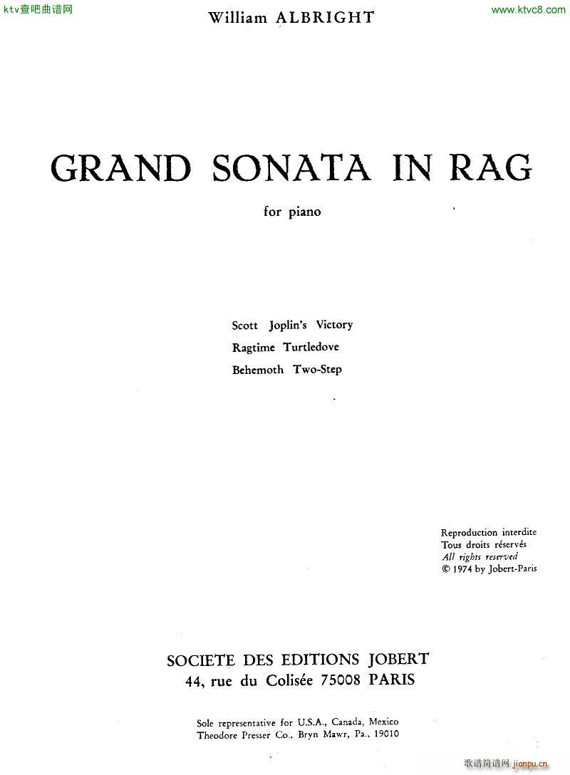 Albright Grand Sonata in Rag()1