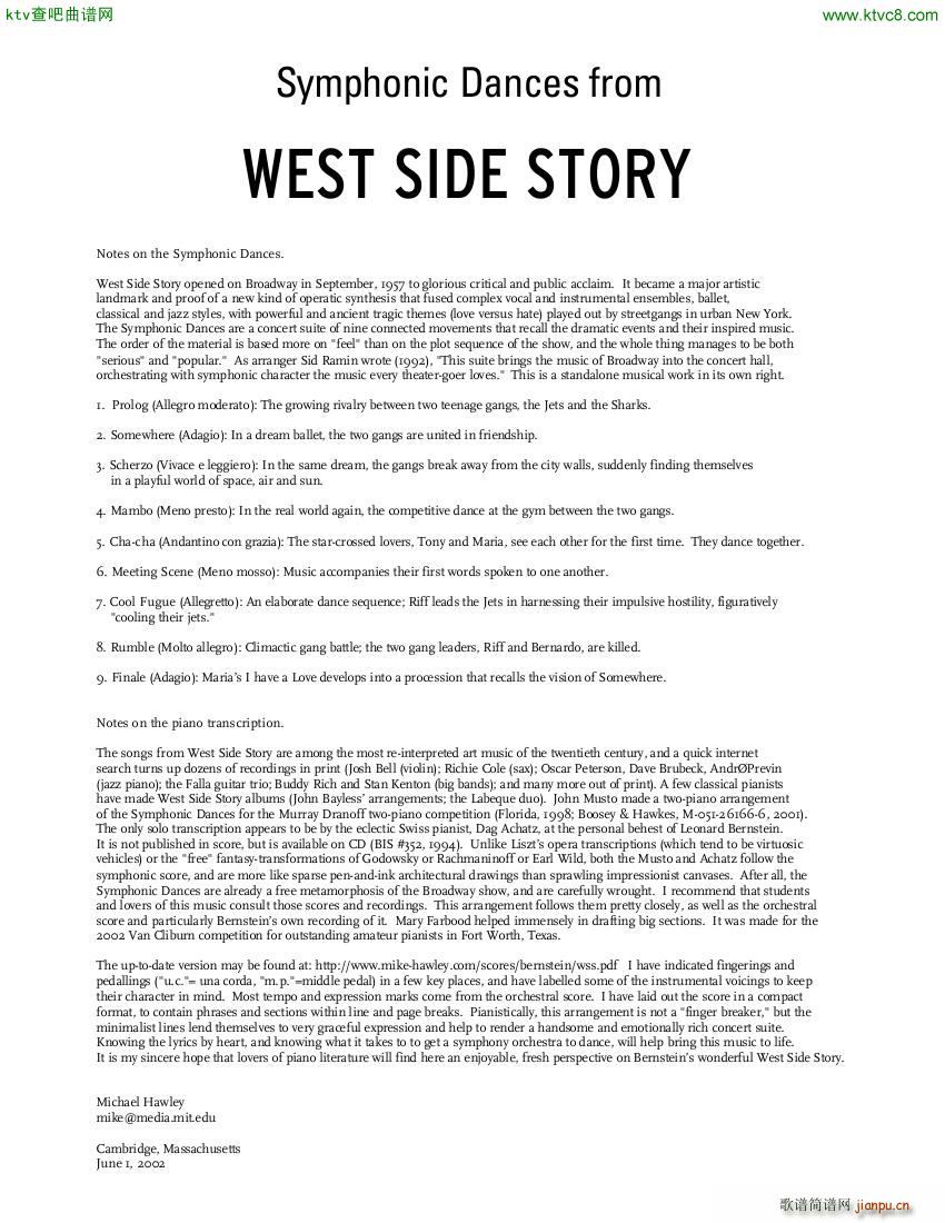 Bernstein Hawley Symphonic Dances from WSS()1