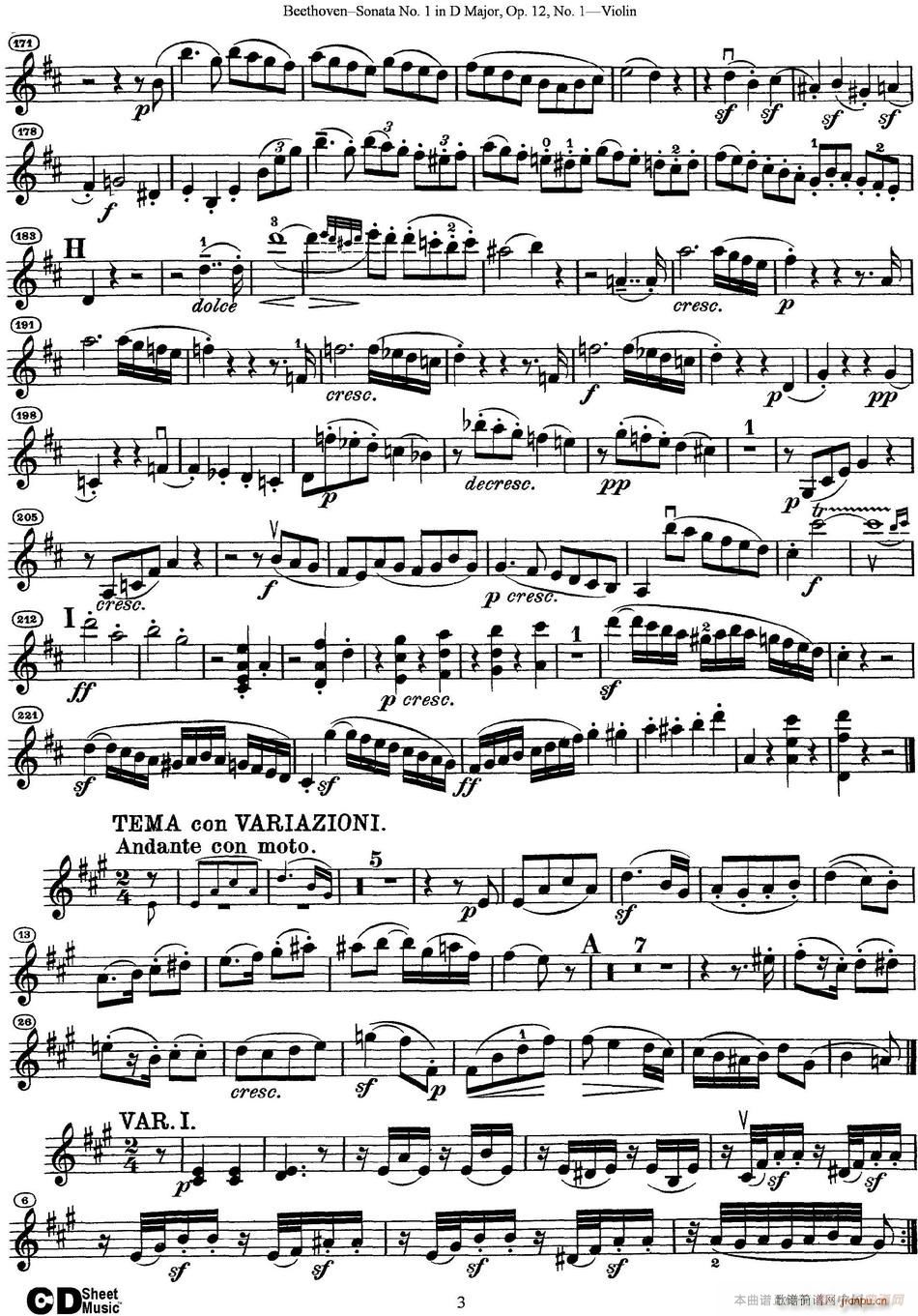 Violin Sonata No 1 in D Major Op 12 No 1(С)3