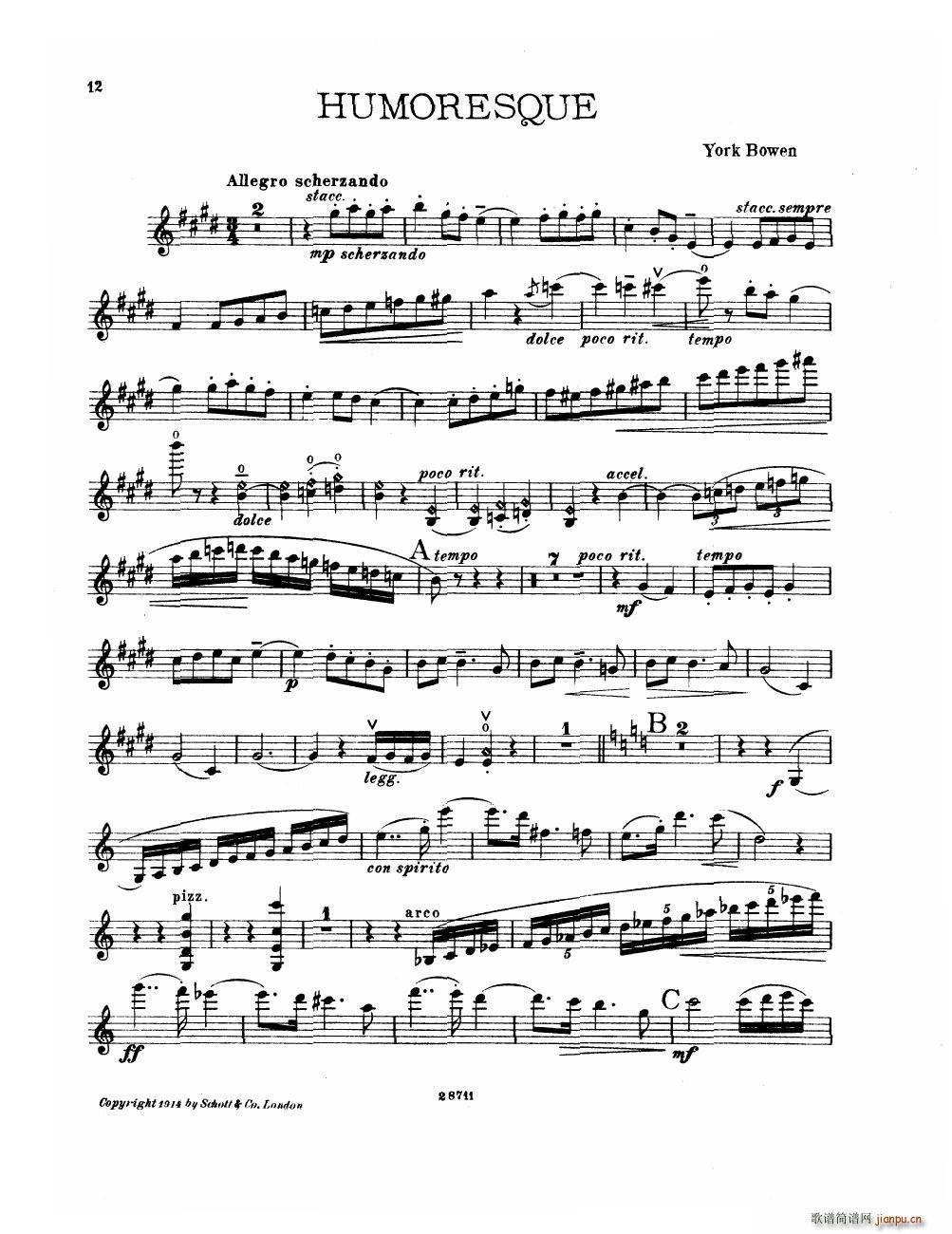 Bowen Suite for violin and piano violin part()12