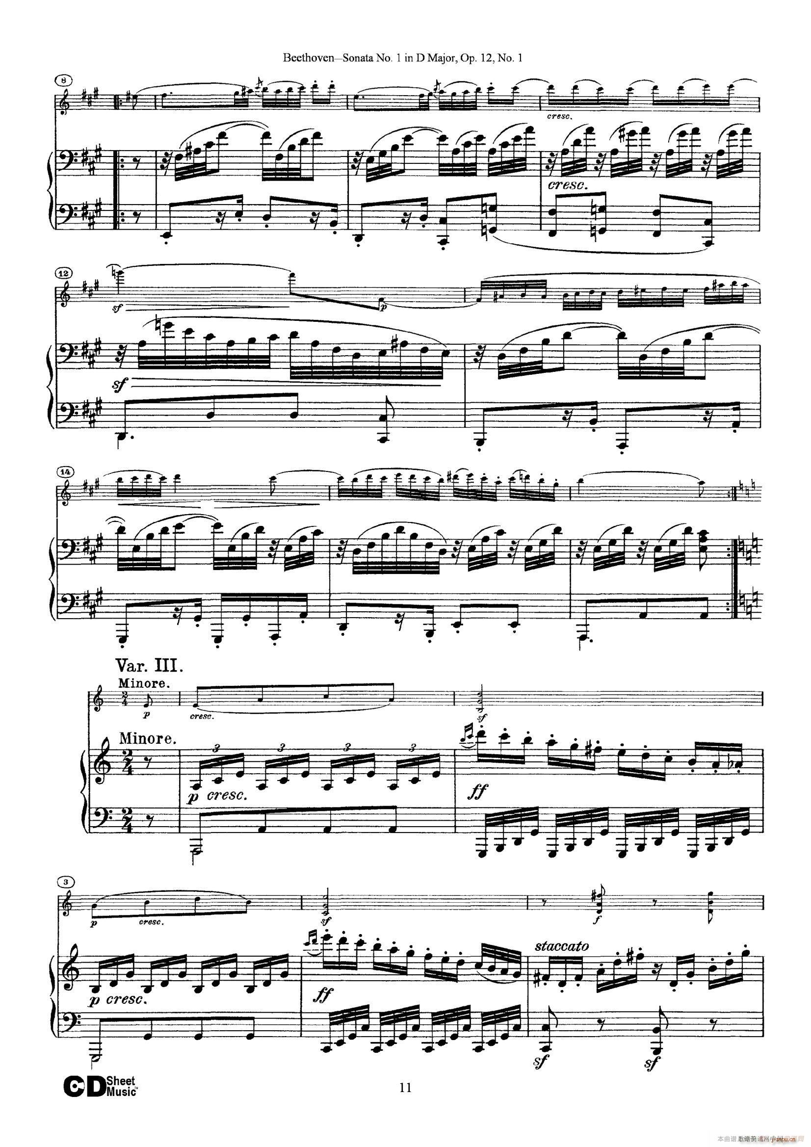 DһС Sonata No 1 in D Major Op 12 No 1 ٰ()11
