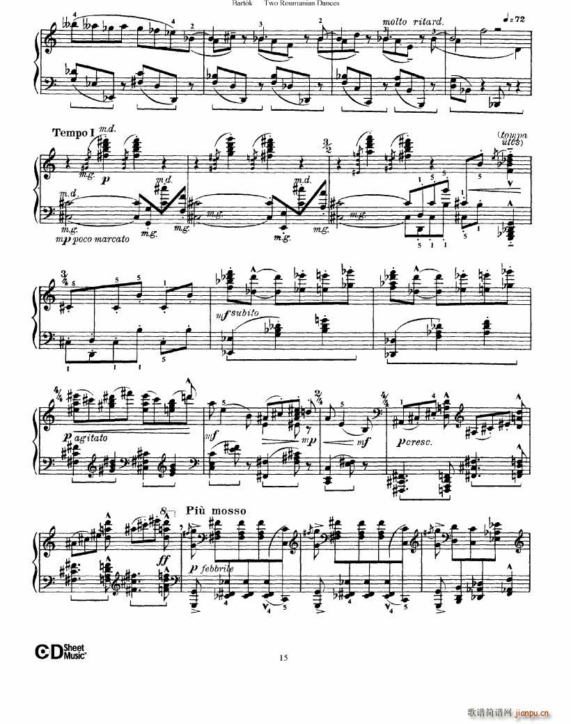Bartok SZ 43 Two romanian dances op8a()14