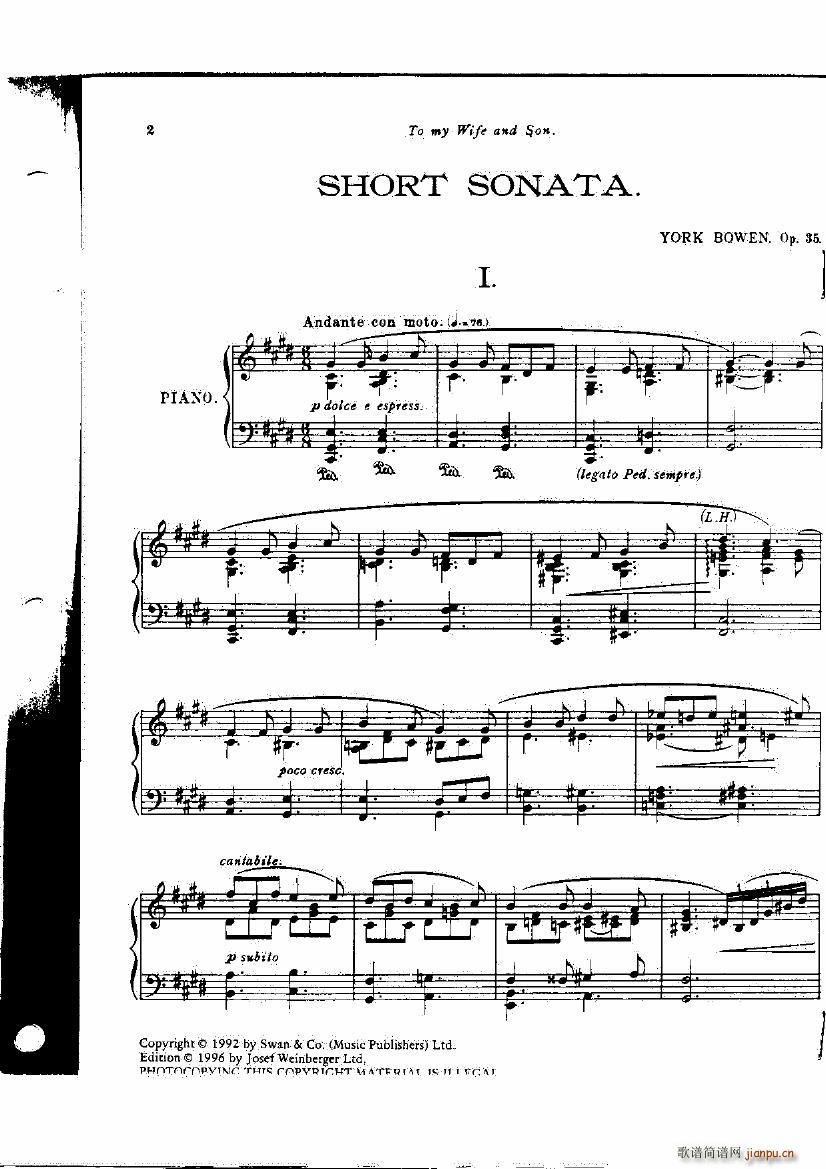 Bowen Op 35 Short Sonata()1