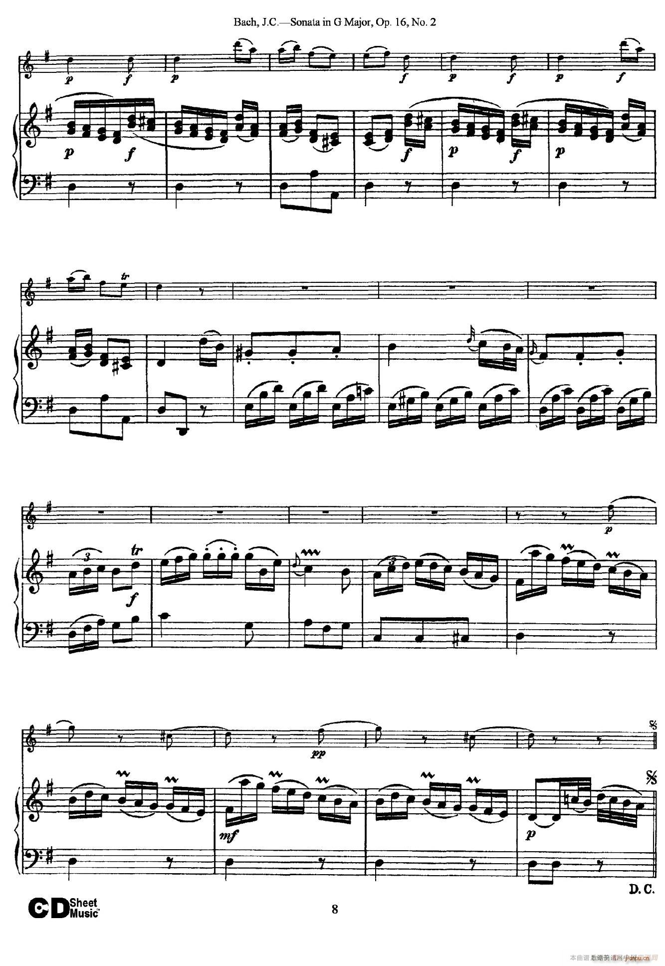 Sonata in D Major Op 16 No 2 ٰ()8