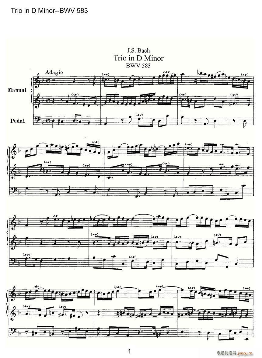 Trio in D Minor BWV 583 ܷ(ʮּ)1