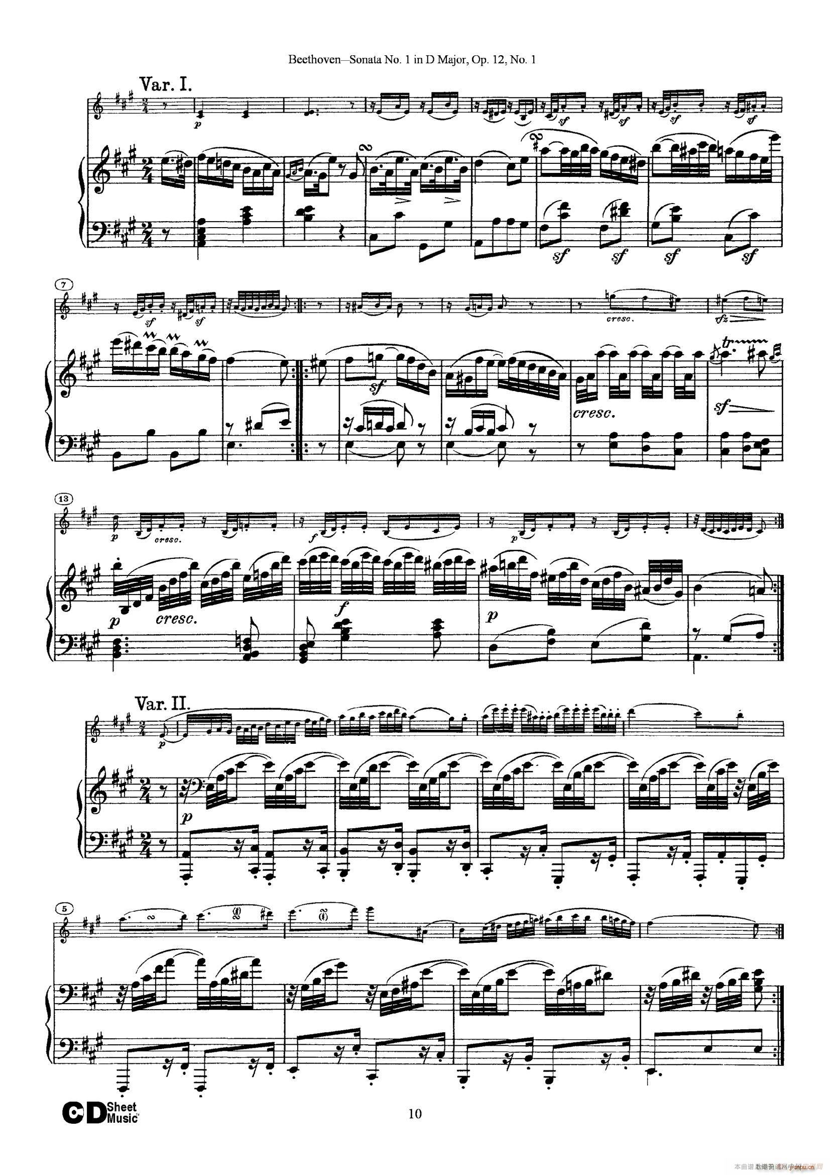 DһС Sonata No 1 in D Major Op 12 No 1 ٰ()10