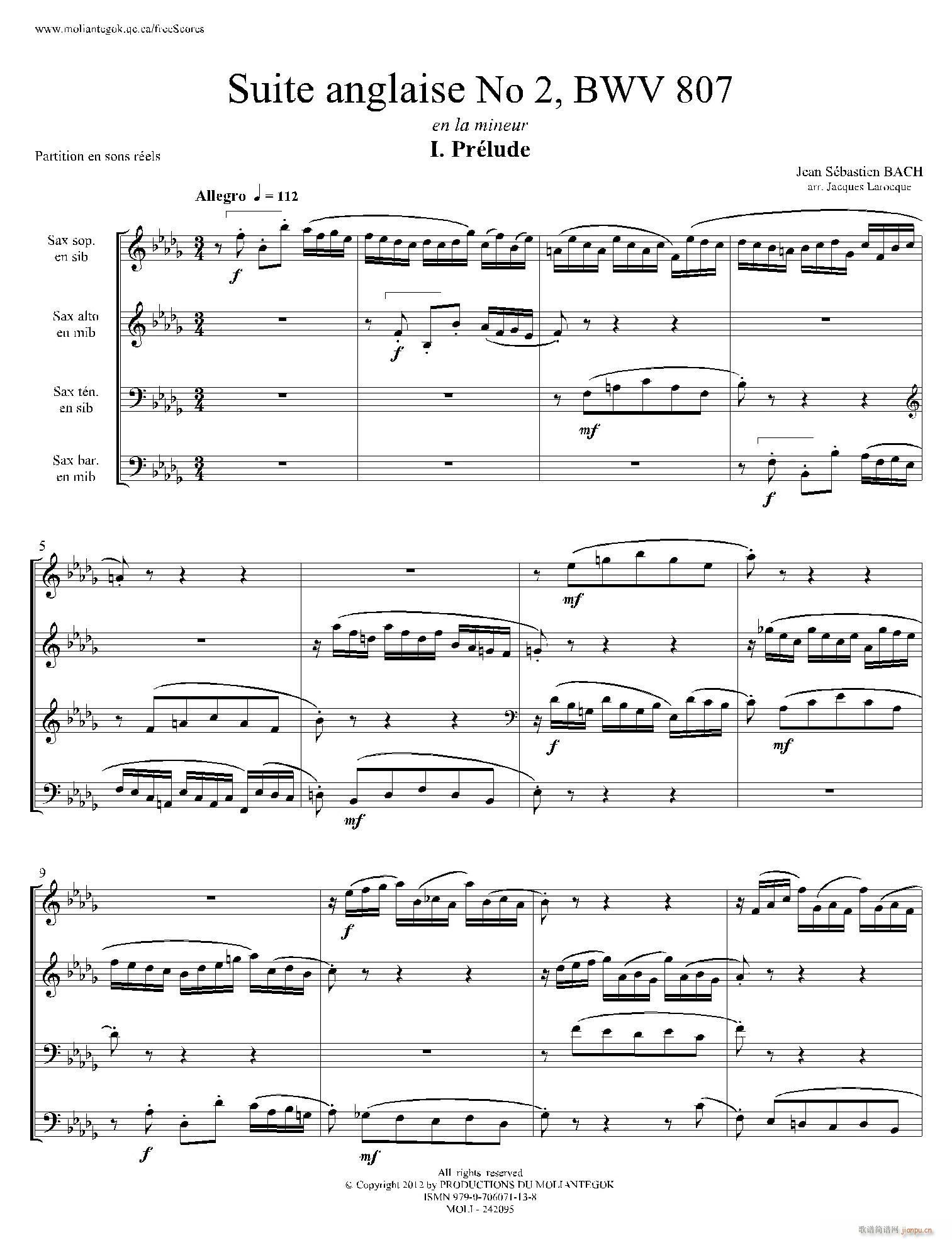 Suite anglaise No 2 BWV 807 ֮ ǰ ()1