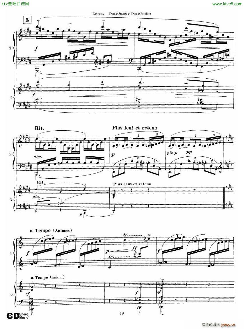 Debussy Danse Sacre et Danse Profane 2 Piano s()19