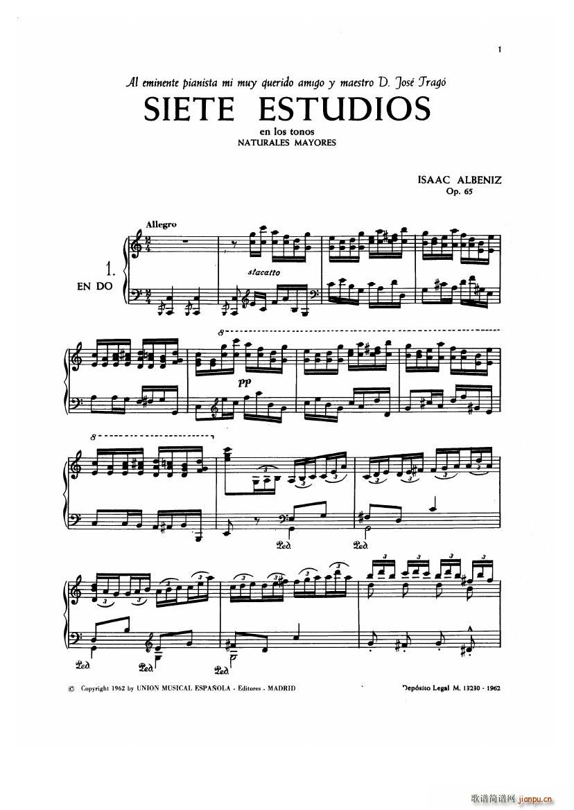 Albeniz op 65 Etudes no 1 7()1