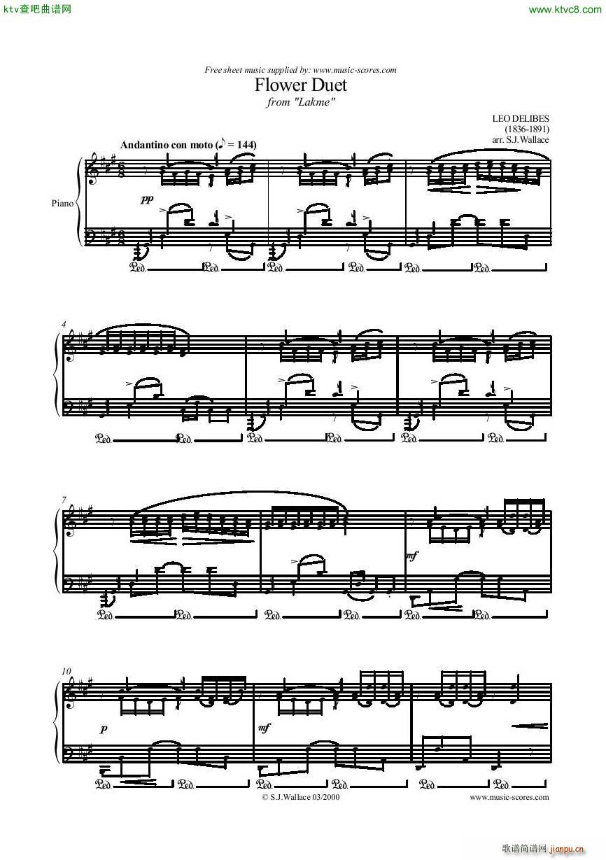 L Delibes Flower Duet from Lakme for piano()1