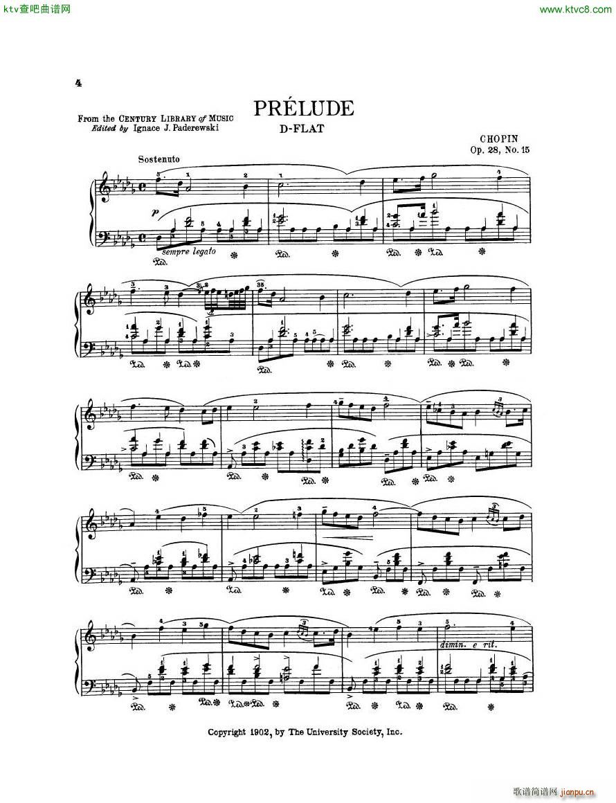 Chopin Op 28 No 15 Prlude in Db major()1