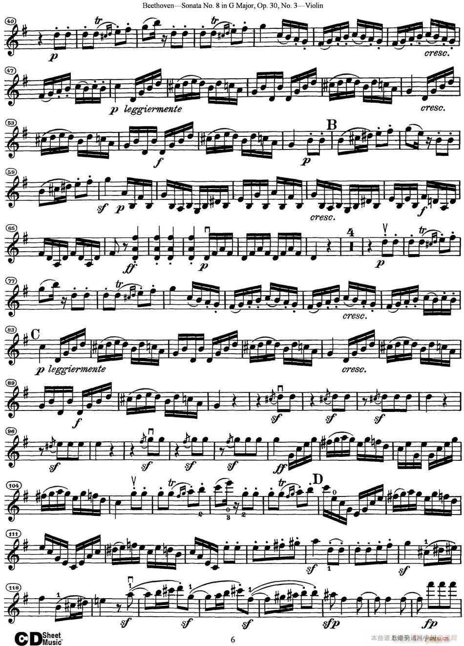 Violin Sonata No 8 in G Major Op 30 No 3(С)6