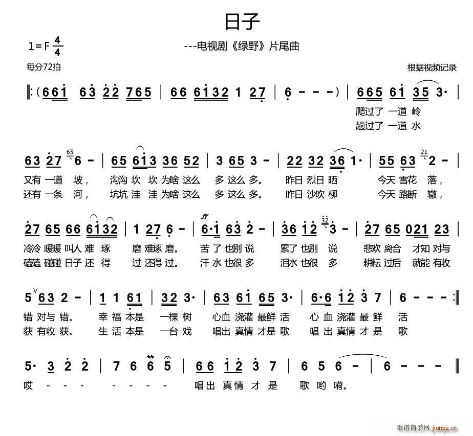 红红的日子简谱_红红的太阳简谱(4)