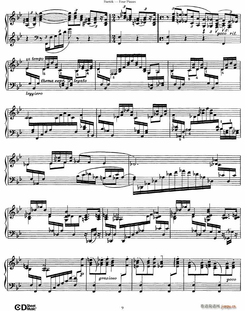 Bartok DD 71 Four Piano Pieces()9