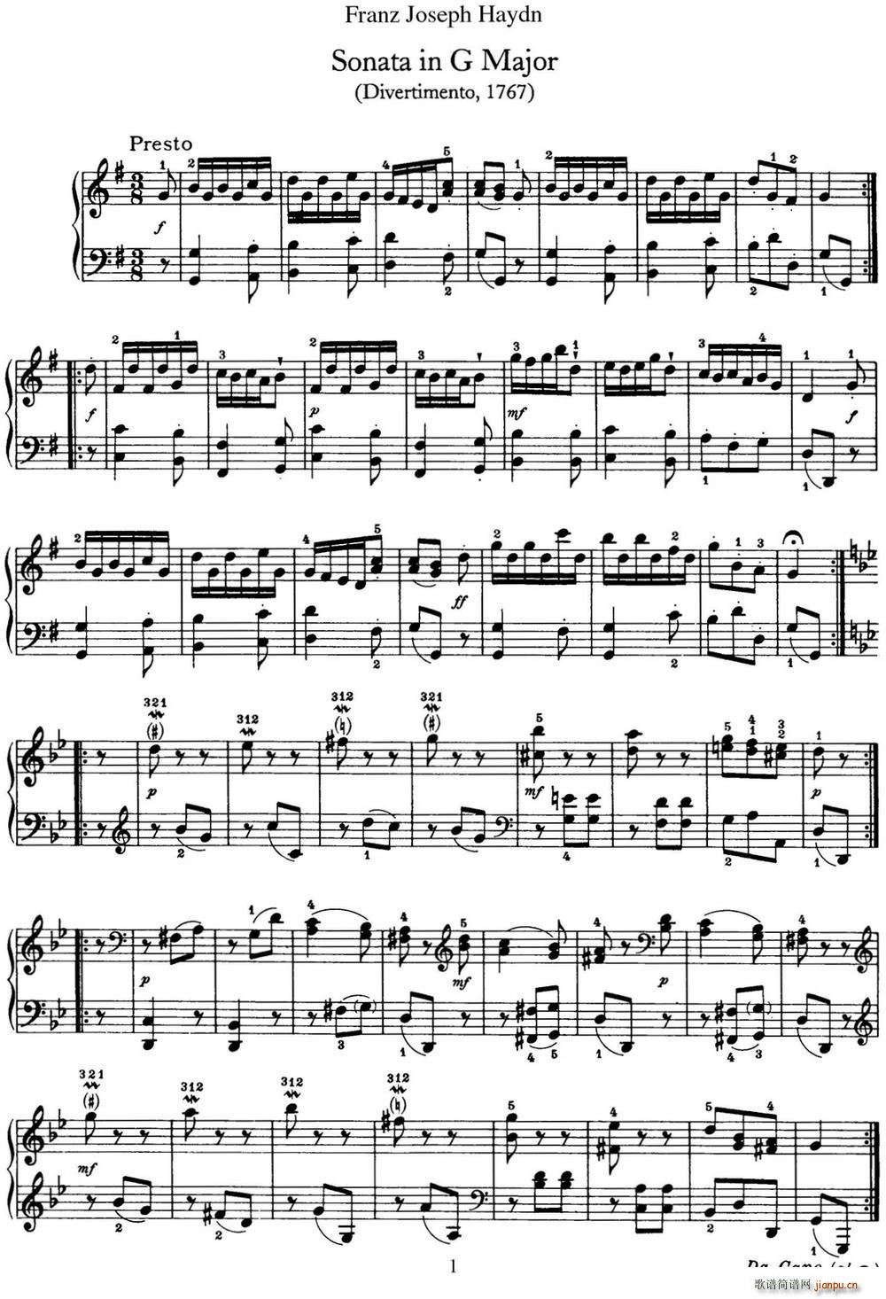   Hob XVI 11 Divertimento G major()1