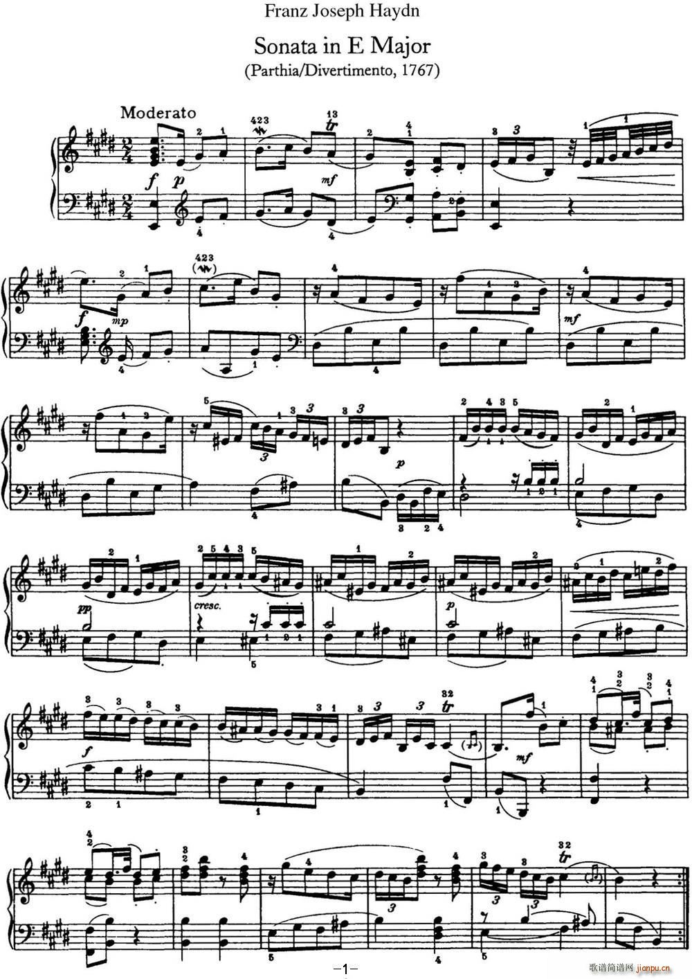   Hob XVI 13 Partita E major()1