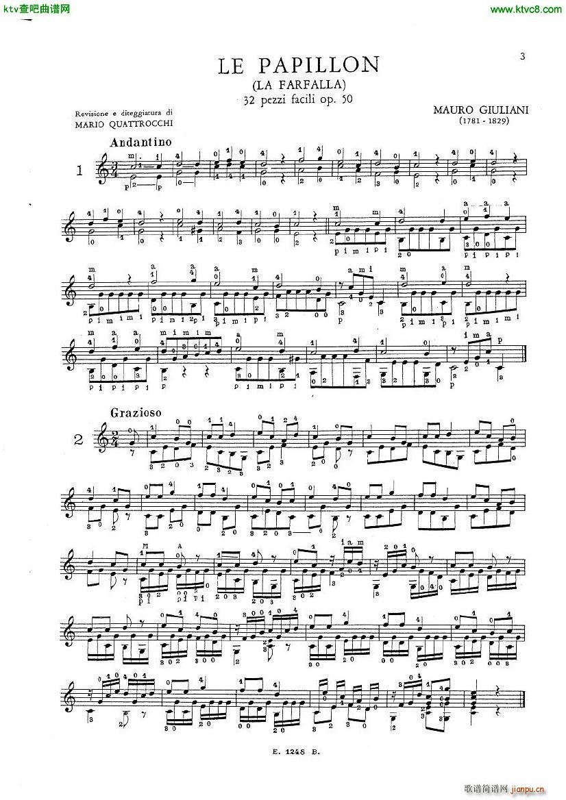 mauro giuliani le papillon op 50(钢琴谱)1