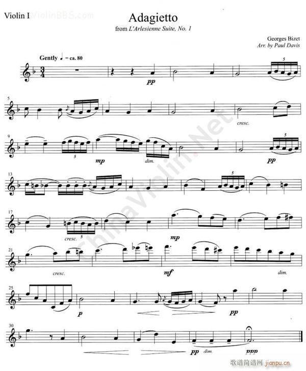 ADAGIETTO FROM L`ARLESIESIENNE SUITE No 1 һС(С)1