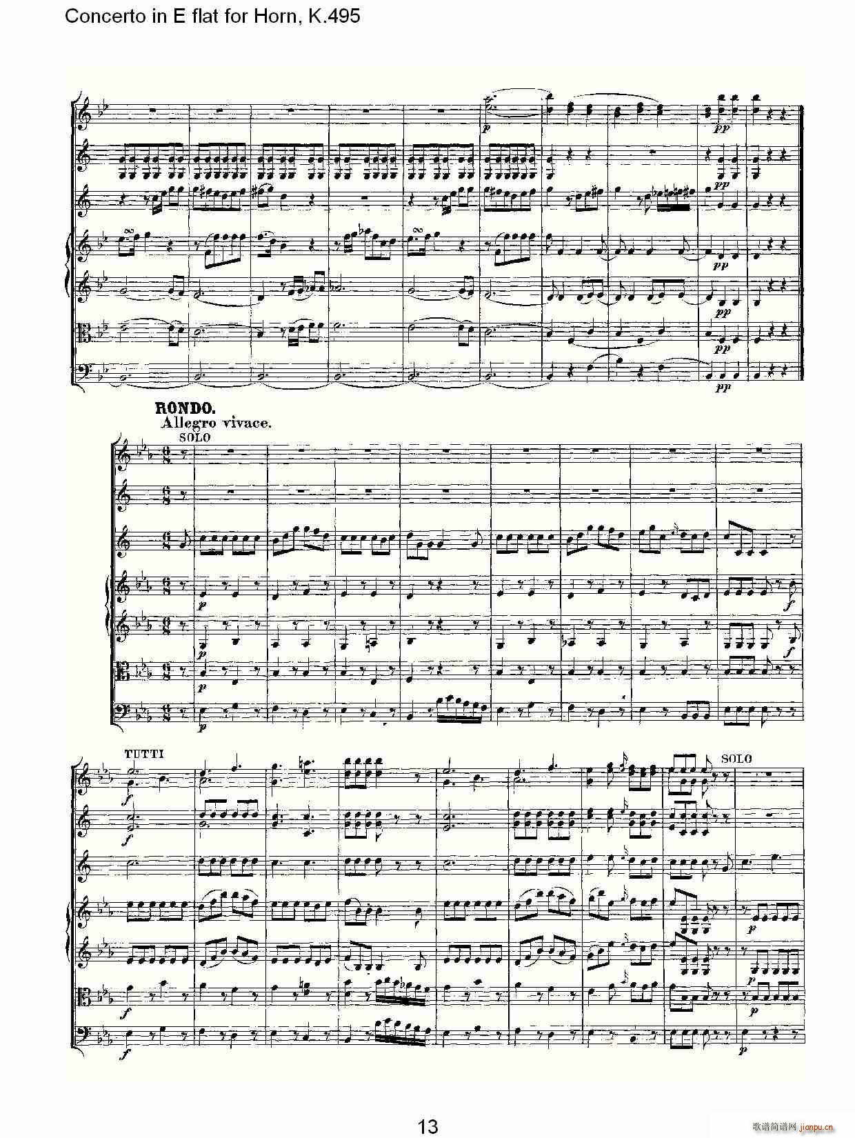 Concerto in E flat for Horn, K.495(ʮּ)13