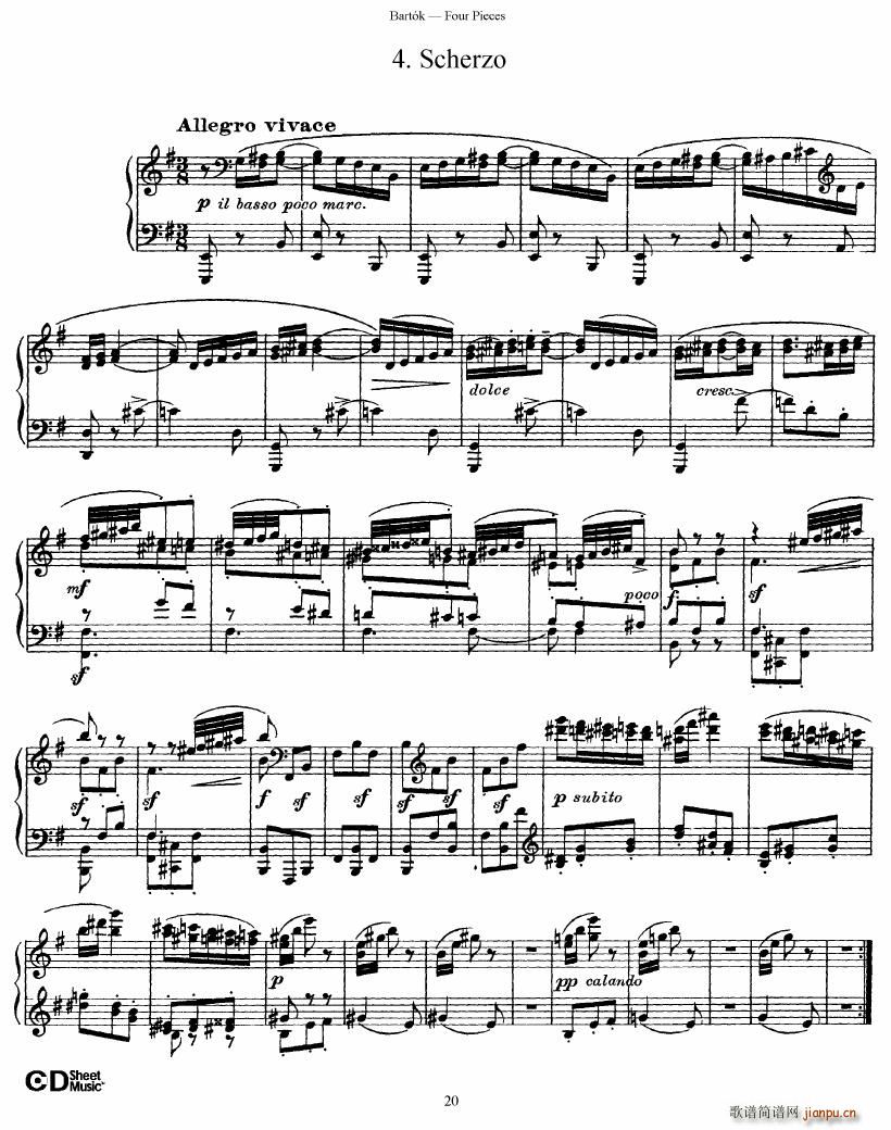 Bartok DD 71 Four Piano Pieces()20