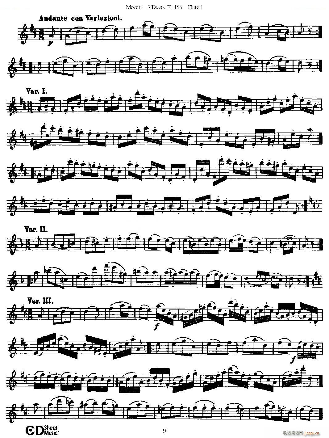 3 Duets K 156 ֮һ  K156 ͭ()9