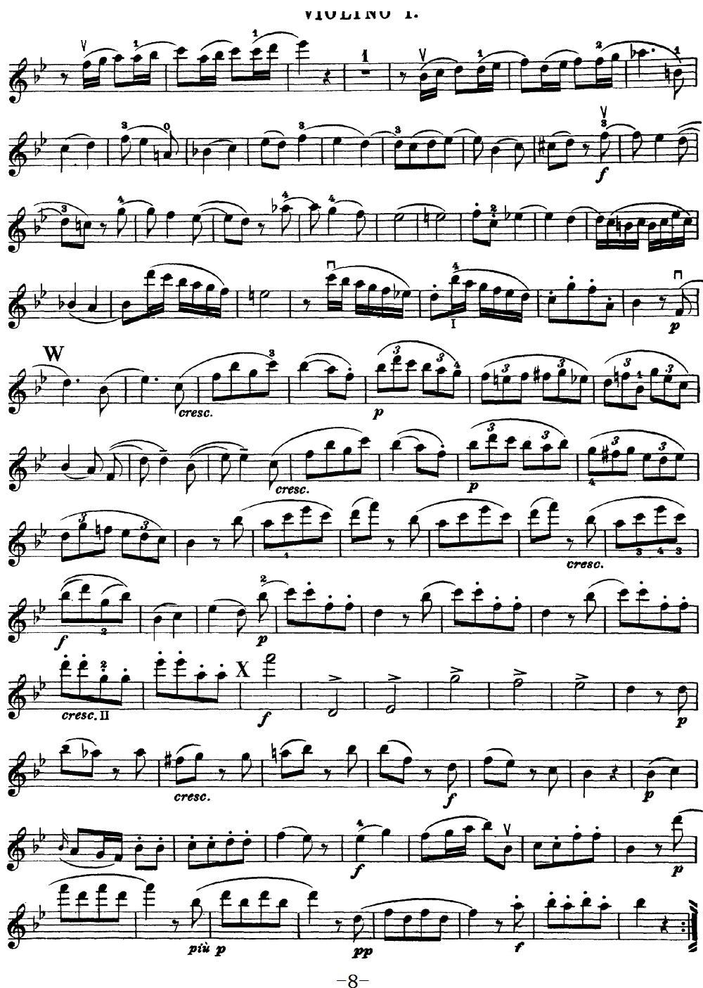 Mozart Quartet No 17 in Bb Major K 458 Violin 1(ʮּ)8