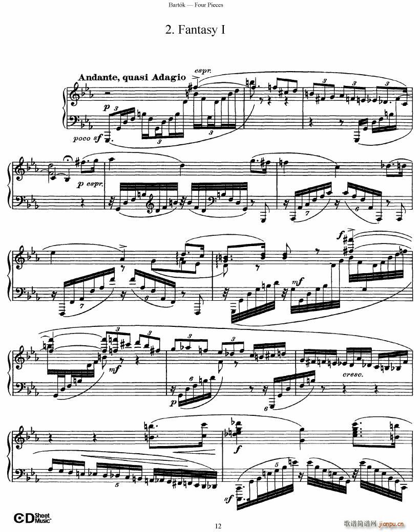 Bartok DD 71 Four Piano Pieces()12
