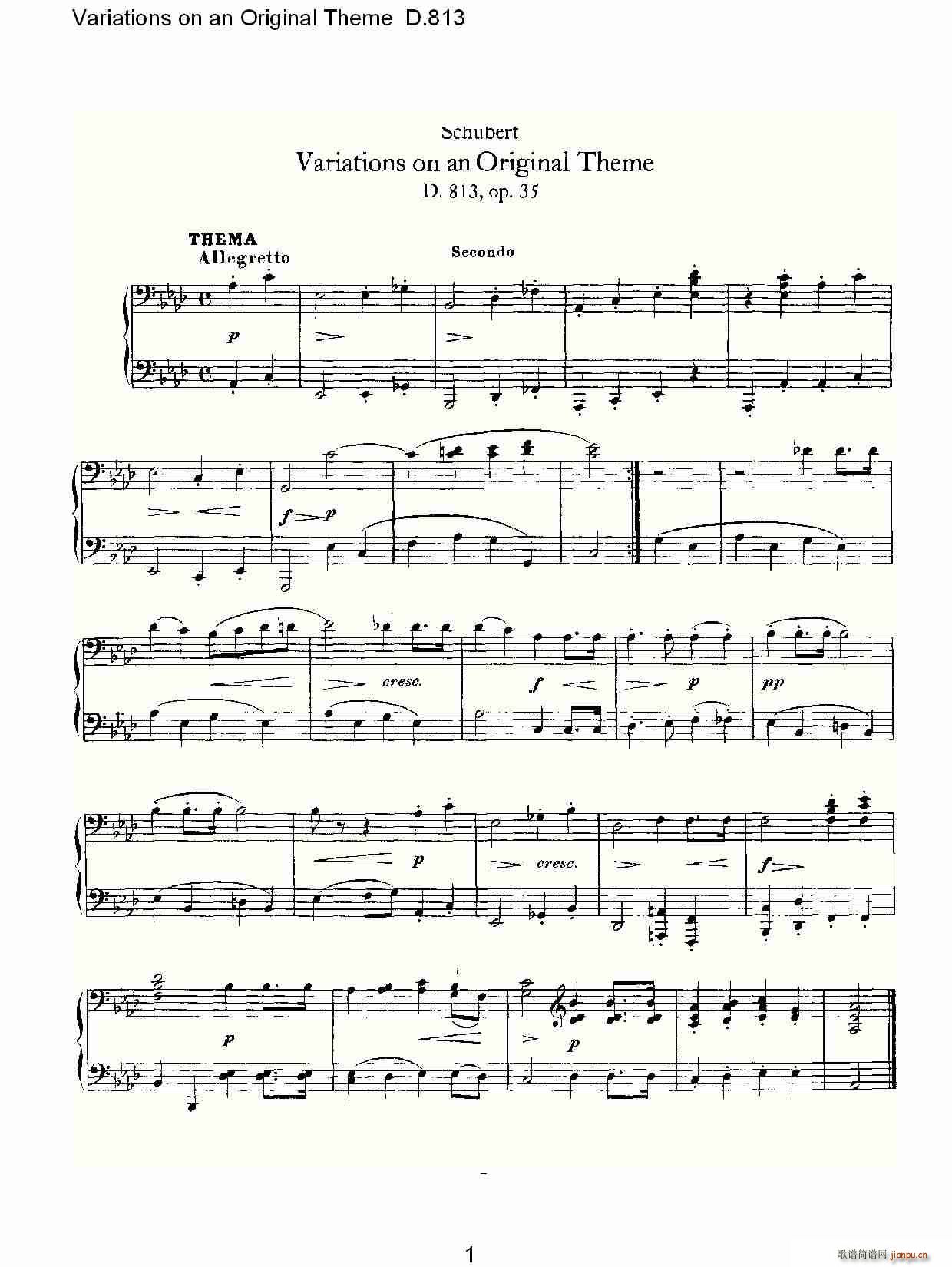 Variations on an Original Theme D.813(ʮּ)1