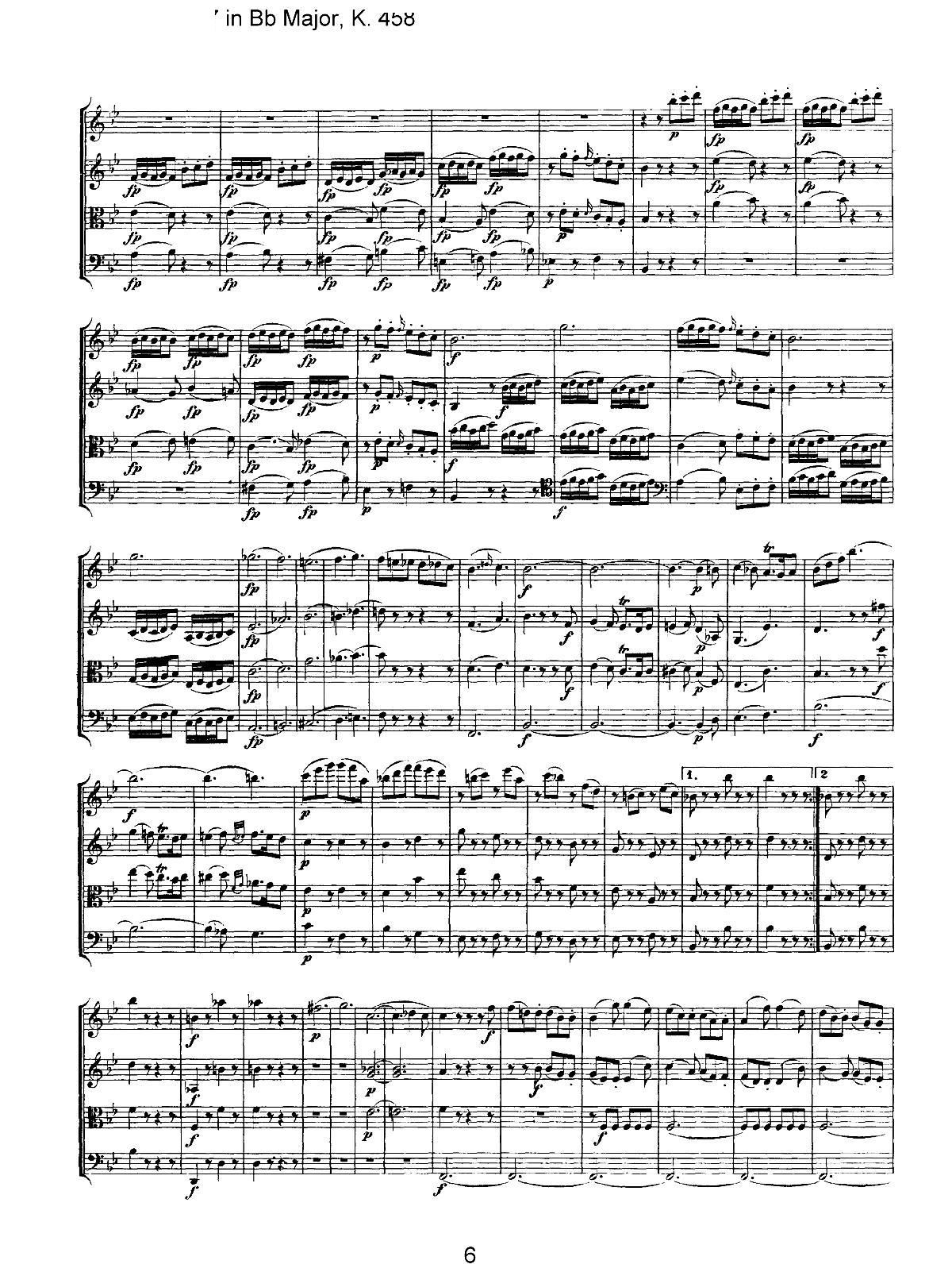 Mozart Quartet No 17 in Bb Major K 458()6