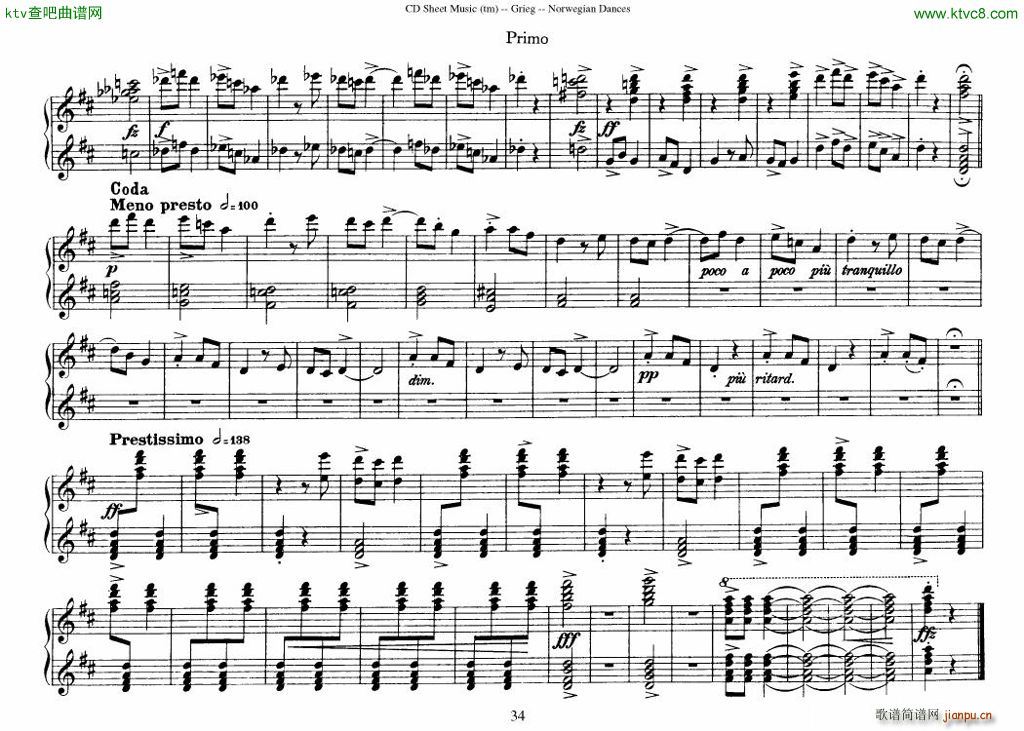 Grieg Norwegian Dance Op 35 1 4 Duet()34