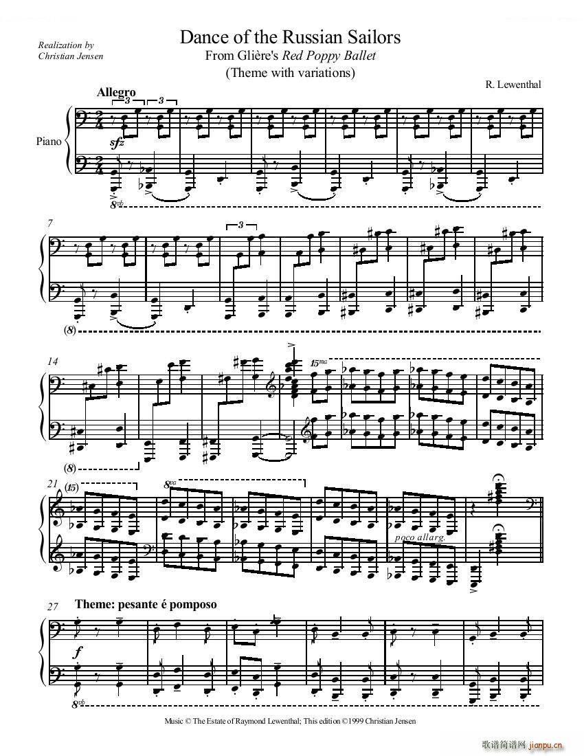 GLIERE LEWENTHAL JENSEN Russian Sailor s Dance()1