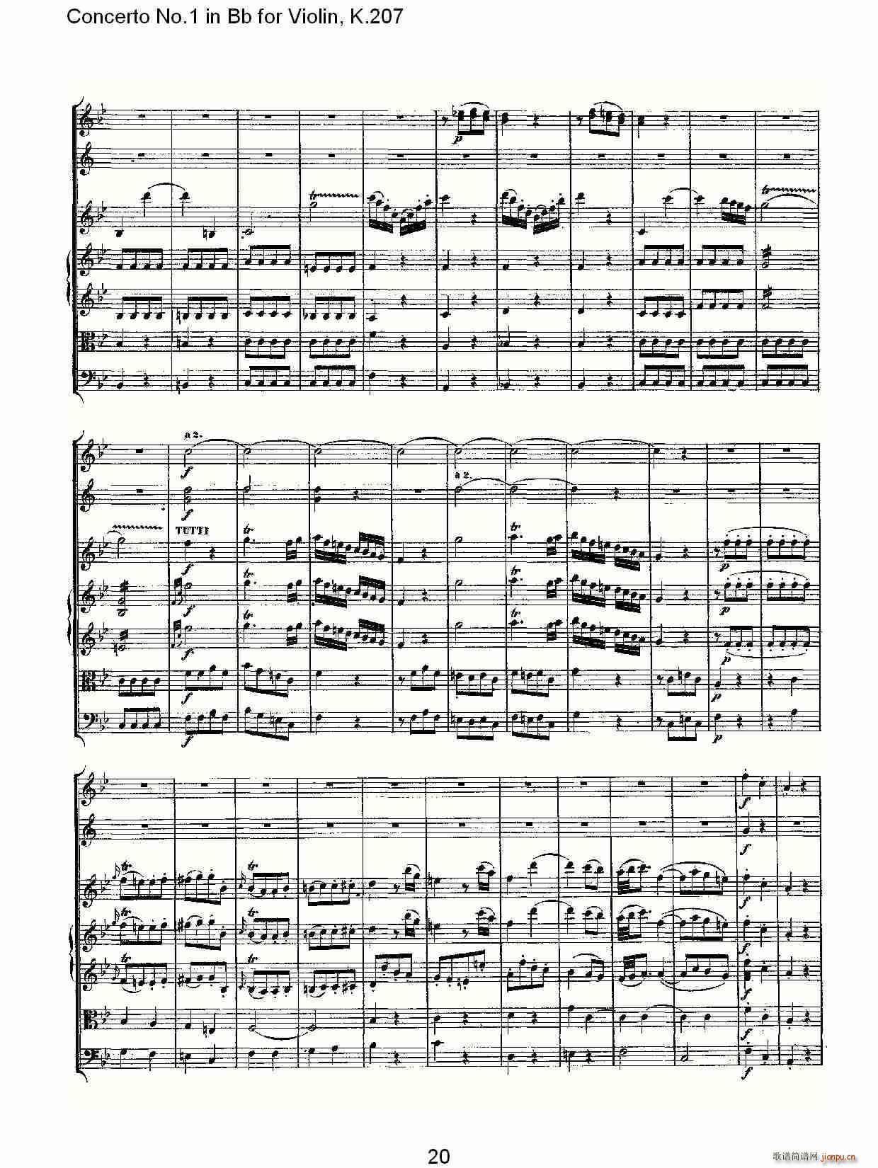 Concerto No.1 in Bb for Violin, K.207(С)20