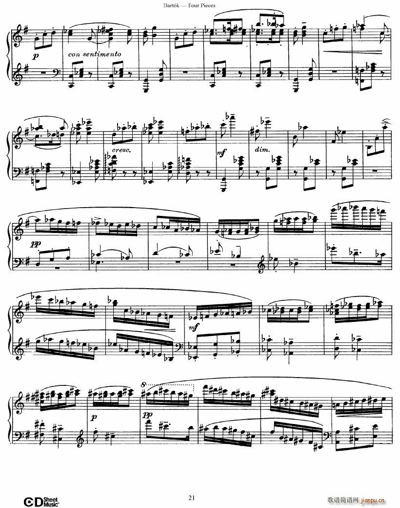 Bartok DD 71 Four Piano Pieces()21