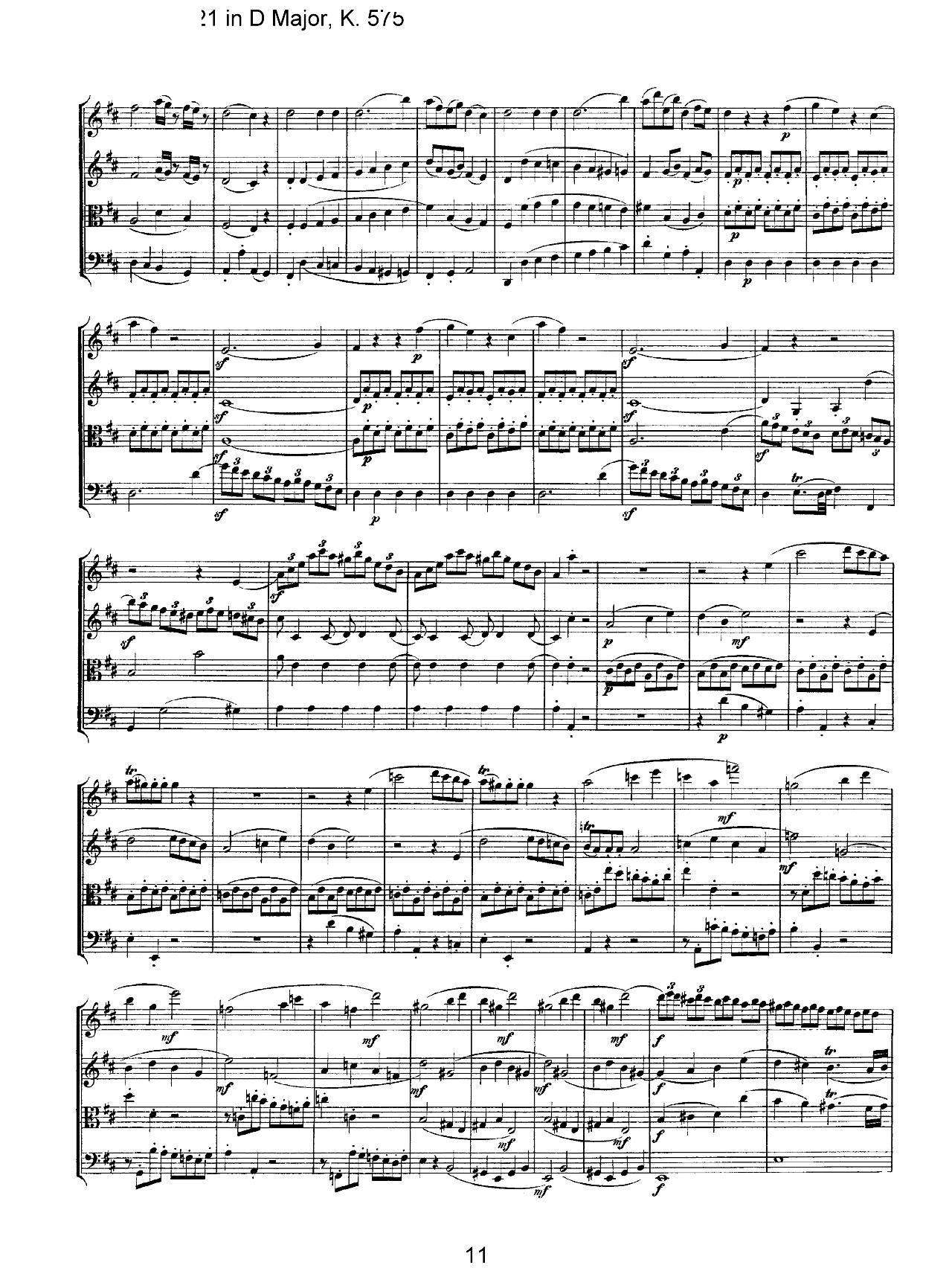 Mozart Quartet No 21 in D Major K 575()11