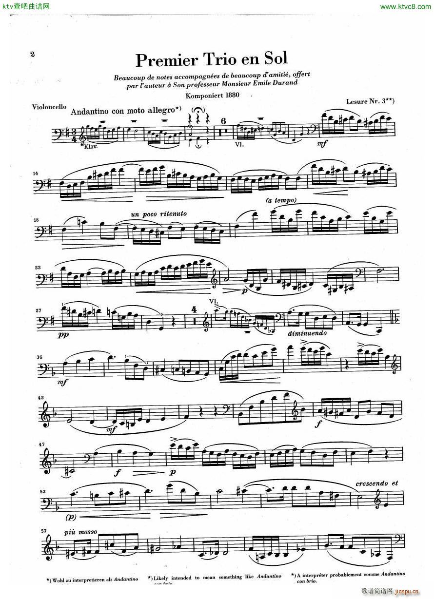 Debussy Piano Trio in G parts()10
