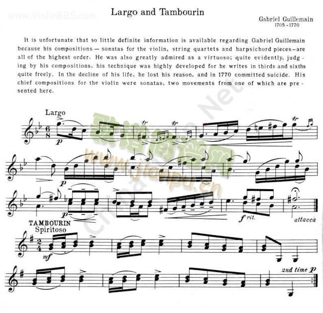 LARGO AND TAMBOURIN简谱