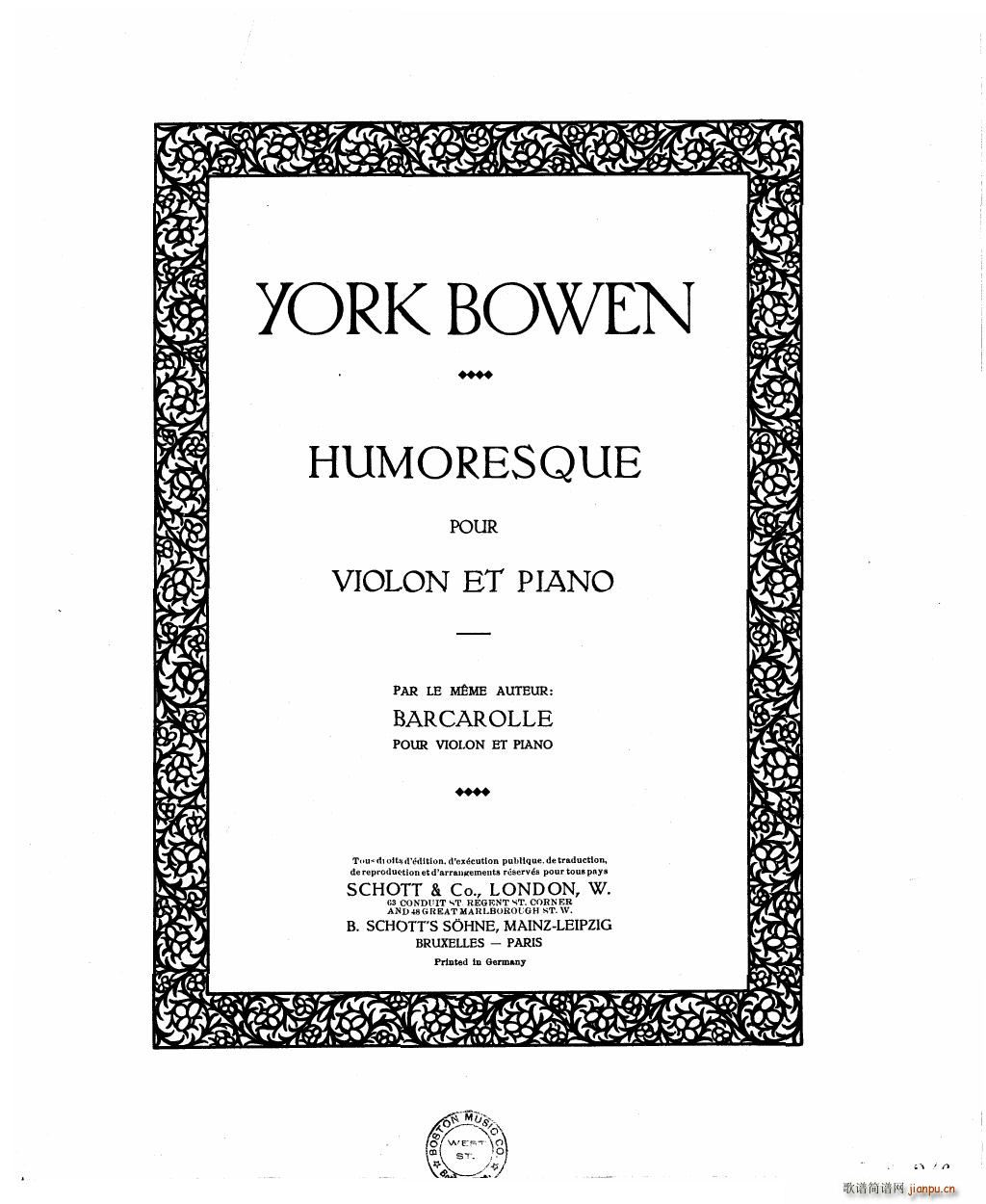 Bowen Humoresque for violin and piano()1