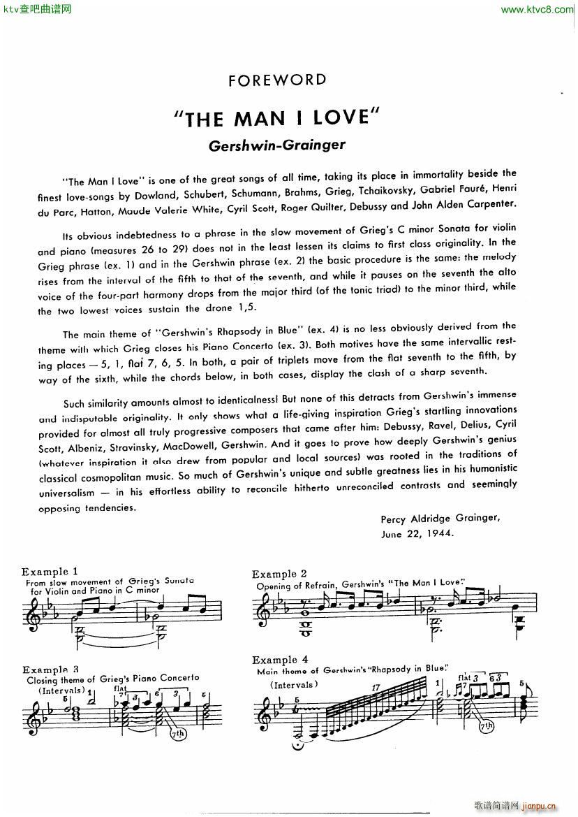 Gershwin The Man I Love Arranged by Percy Grainger()1