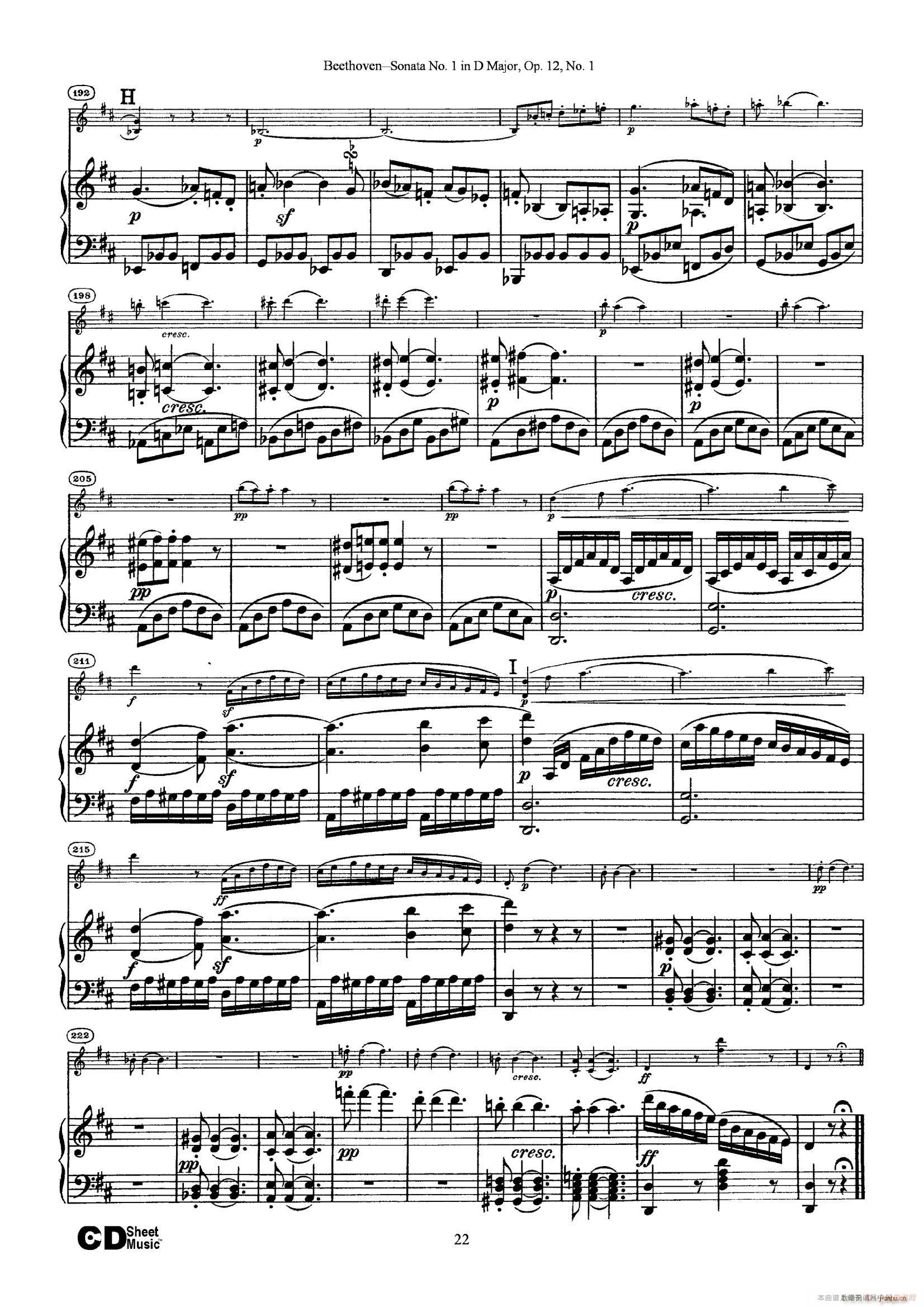 DһС Sonata No 1 in D Major Op 12 No 1 ٰ()22