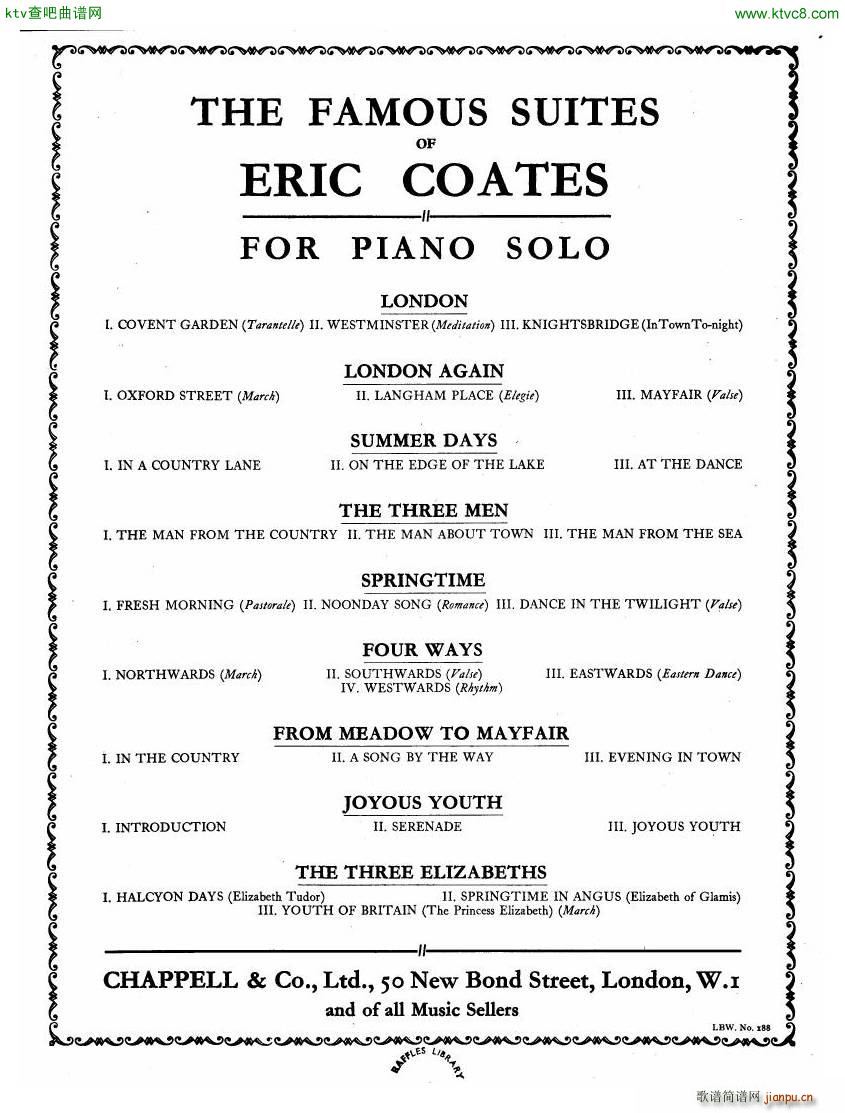 Coates The Three Elizabeths Piano Suite()26
