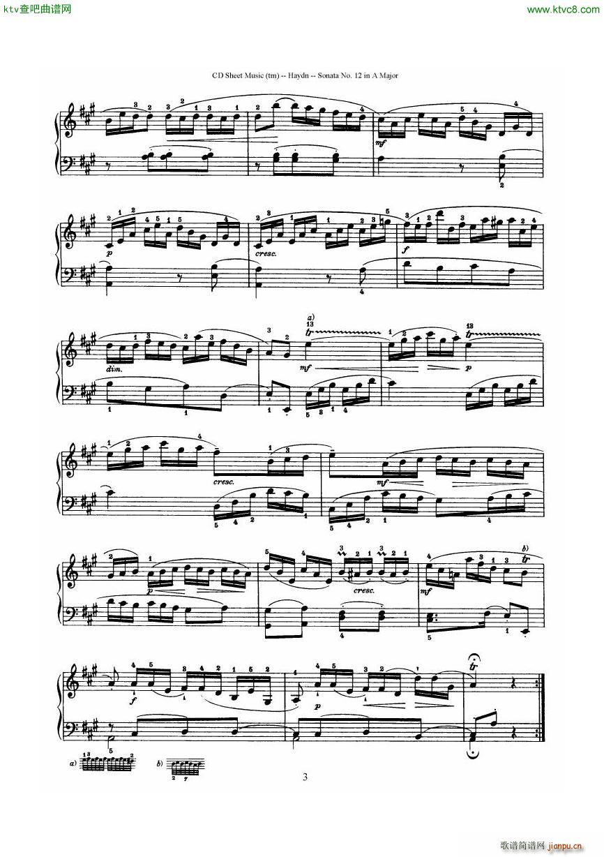 Haydn Joseph Sonata no 12 in A Major()3