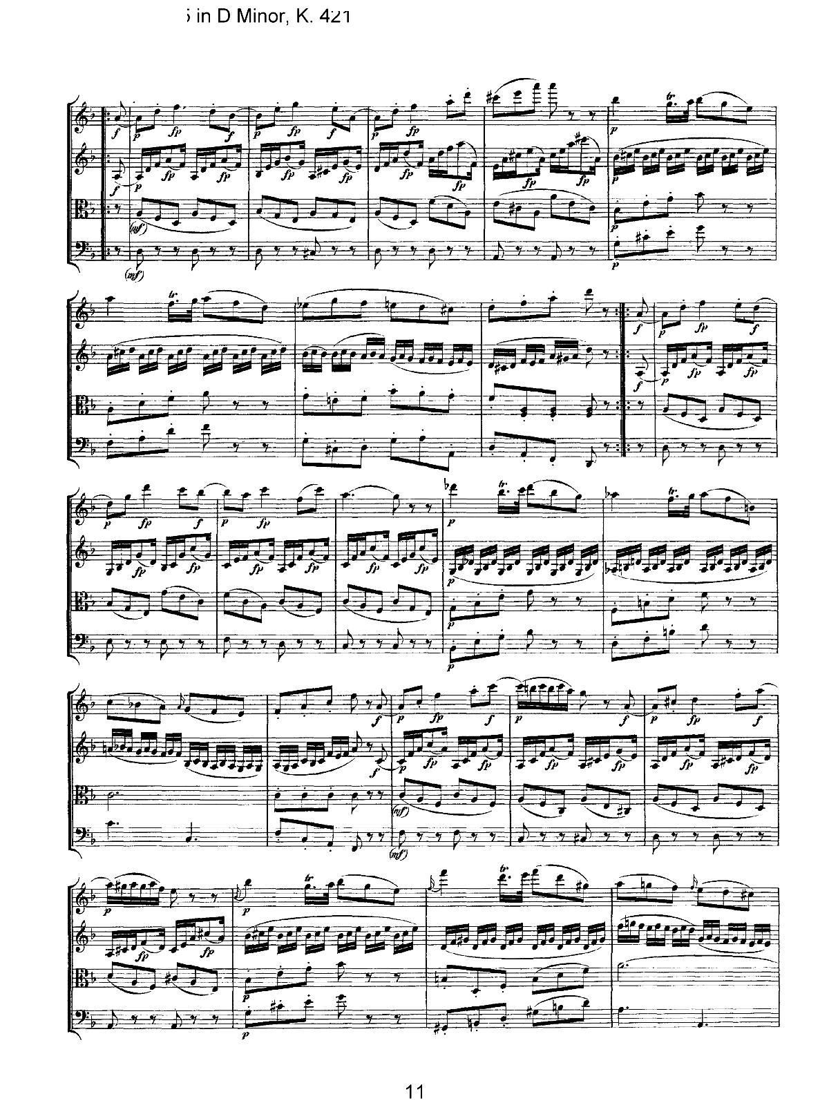 Mozart Quartet No 15 in D Minor K 421()11