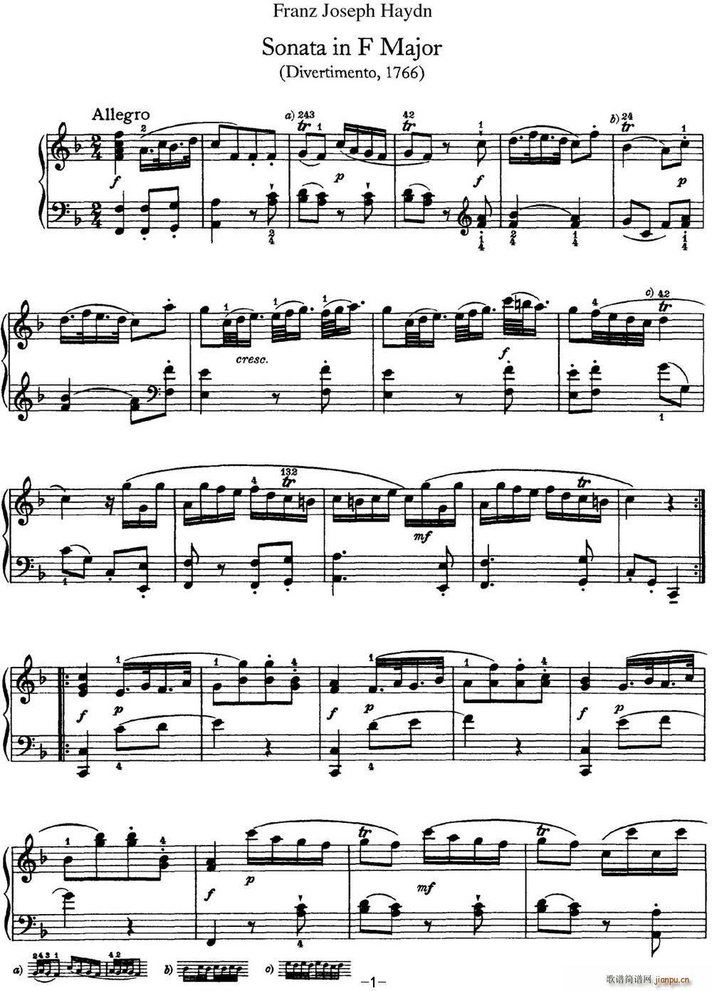   Hob XVI 9 Divertimento F major()1