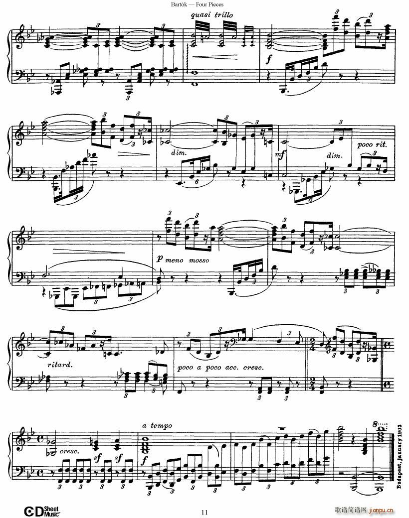 Bartok DD 71 Four Piano Pieces()11