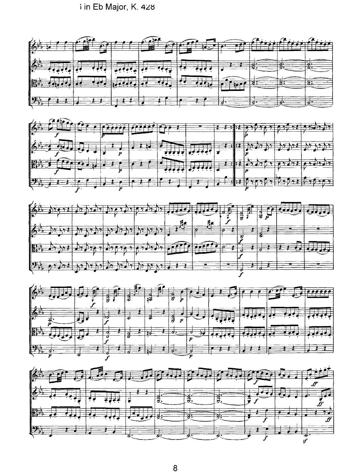 Mozart Quartet No 16 in Eb Major K 428()8