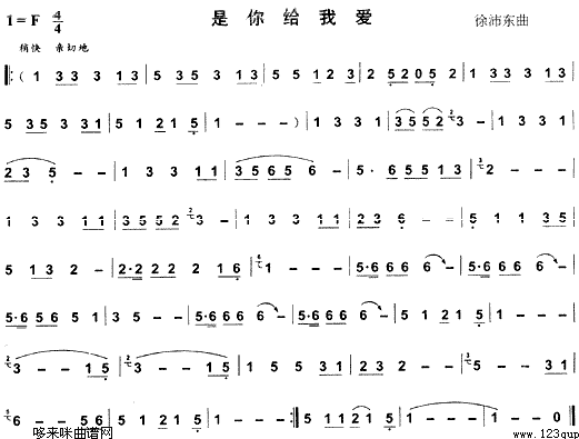 是你给我爱(葫芦丝谱) 歌谱简谱网