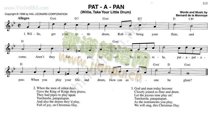 149.PAT- A- PAN (WILLIE, TAKE YOUR LITTLE DRUM)简谱