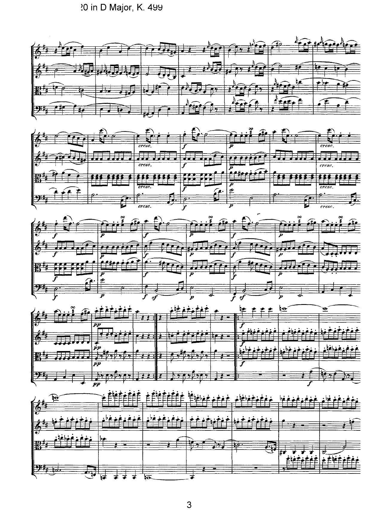Mozart Quartet No 20 in D Major K 499()3